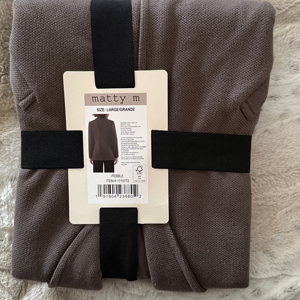 Matty M Women's Taupe Knit Boyfriend Blazer size Large Nwt - Picture 6 of 7